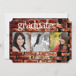 5x7 Brick Wall Grunge Building Senior Announcement