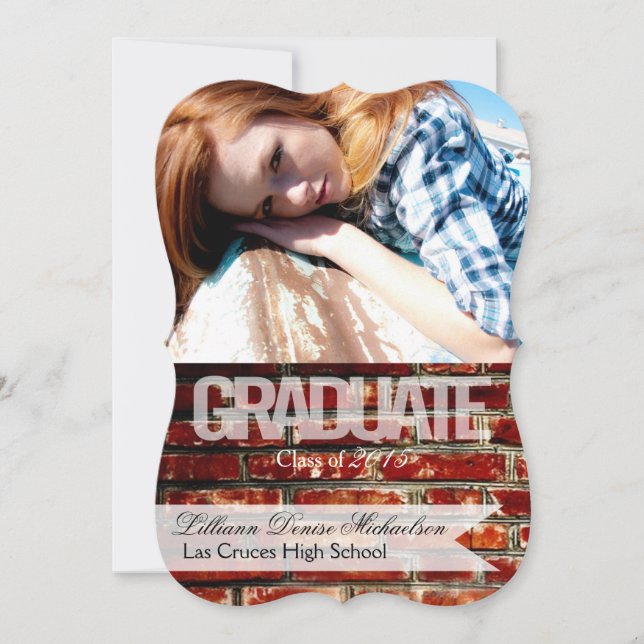 5x7 Brick Wall Grunge Building Senior Announcement (Front)