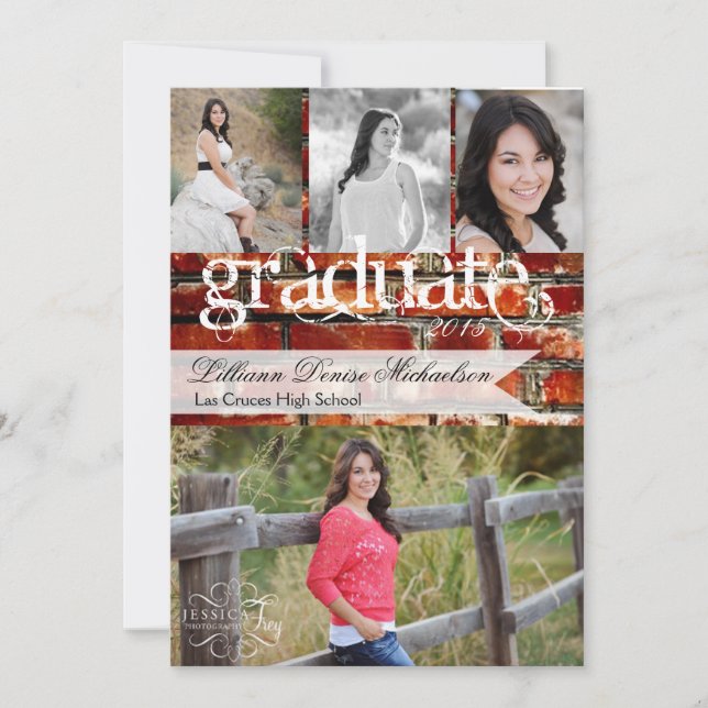 5x7 Brick Wall Grunge Building Senior Faire-part (Devant)