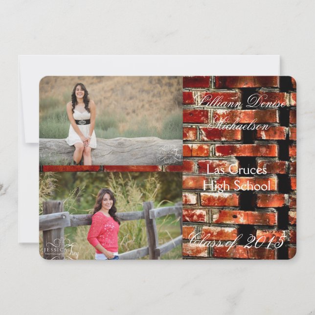 5x7 Brick Wall Grunge Building Senior Faire-part (Devant)