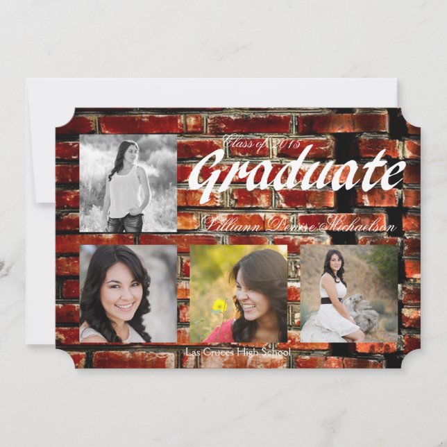 5x7 Brick Wall Grunge Building Senior Faire-part (Devant)