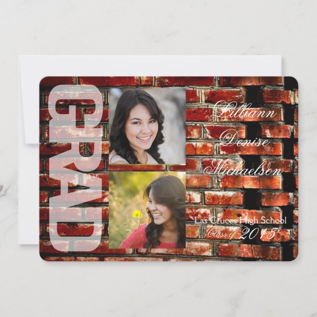 5x7 Brick Wall Grunge Building Senior Faire-part (Devant)