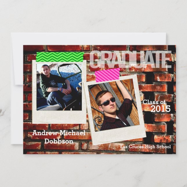 5x7 Brick Wall Grunge Building Senior Faire-part (Devant)