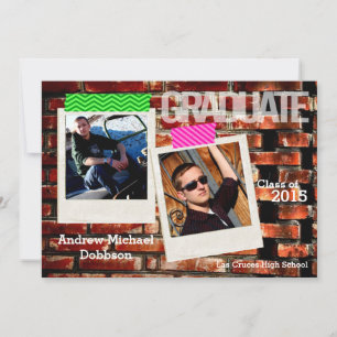 5x7 Brick Wall Grunge Building Senior Faire-part