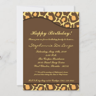 5x7 Brown Leopard Print Birthday Party Invitation