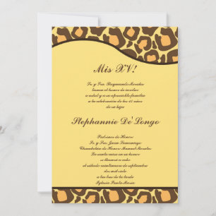 5x7 Brown Leopard Quinceanera Invitation de la fêt