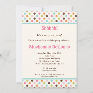 5x7 Bubblegum Poka Poot Pok Invitation Anniversair
