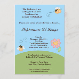 5x7 Bumble Bee Spring Insec Baby Shower Invitation
