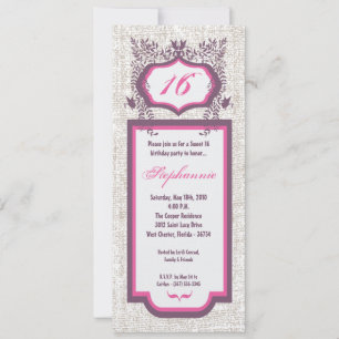 5x7 Butterfly Floral Sweet 16 Birthday Invitation