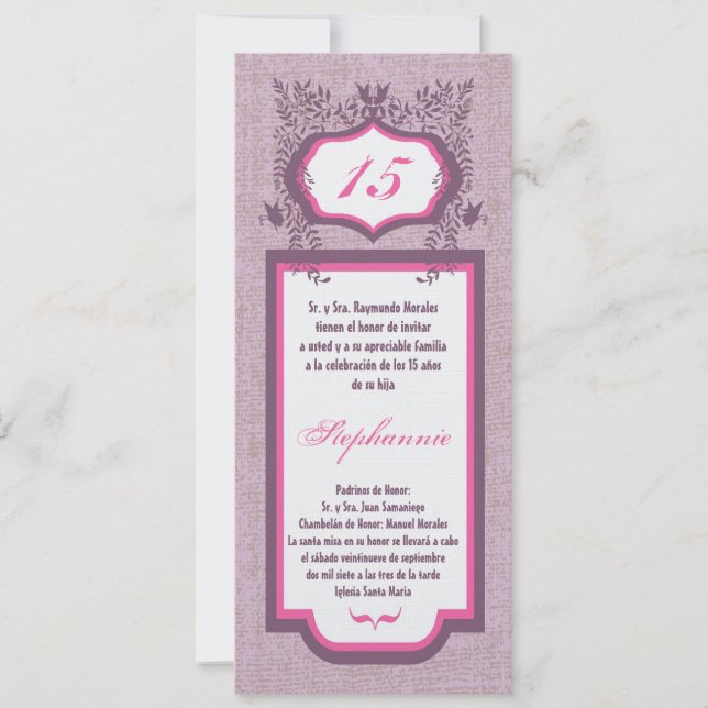 5x7 Butterfly Quinceanera Birthday Invitation (Front)