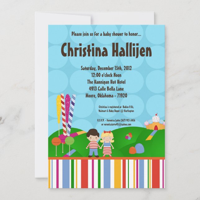 5x7 Candy Land Ice Cream Baby Shower Invitation (Front)