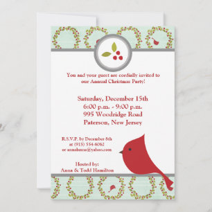 5x7 Cardinal Christmas Bird Invitation