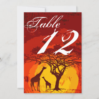5x7 Carte Numéro de tableau African Safari Giraffe