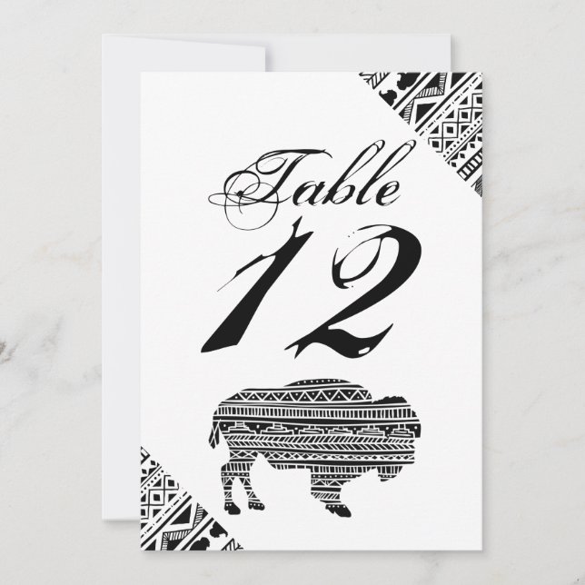 5x7 Carte Numéro de tableau Boho Buffalo Tribal Mo (Devant)