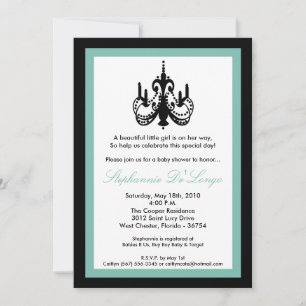 5x7 Chandelier Baby shower bleu Invitation