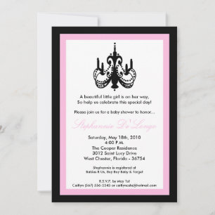 5x7 Chandelier Light Pink Baby Shower Invitation