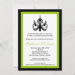 5x7 Chandelier Lime Green Baby Shower Invitation