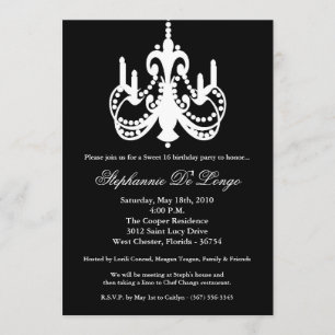 5x7 chandelier sweet 16 Birthday Part Invitation