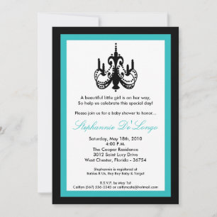 5x7 Chandelier Teal Turquoi Baby Shower Invitation