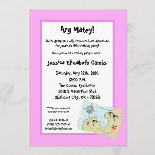 5x7 Chasse au trésor aux pirates Invitation à la f