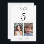 5x7 Childhood Pictures Table Number 5 Wedding<br><div class="desc">Decorate your wedding table with this number card,  featuring bride and groom's childhood pictures and custom text of your choice. Easily add your own details by clicking on the "personalize" option.</div>