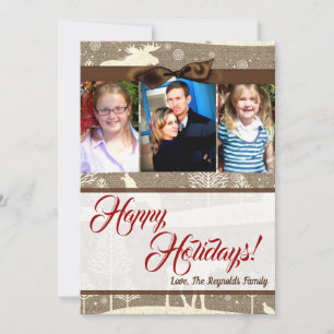 5x7 Christmas Burlap Deer Doe Buck PHOTO Card