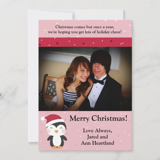5x7 Christmas Hat Penguin Invitation (Front)