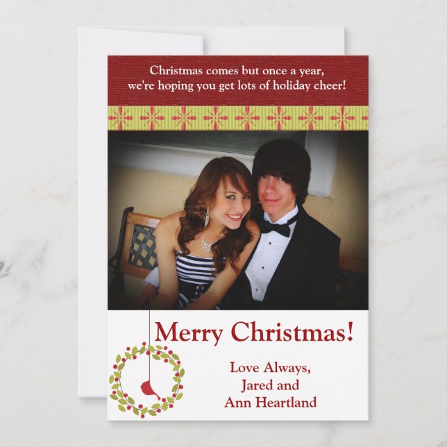5x7 Christmas Reef / Cardinal Bird Invitation (Front)
