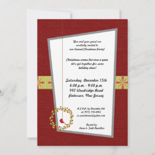 5x7 Christmas Reef / Invitation cardinale d'oiseau