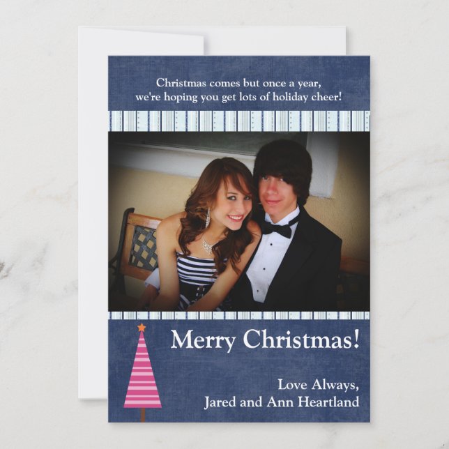 5x7 Christmas Tree Pink Orange Invitation (Front)