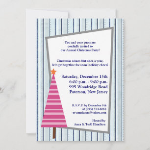 5x7 Christmas Tree Pink Orange Invitation