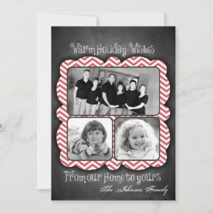 5x7 Christmas XMAS Chalk Board Argyle PHOTO Card