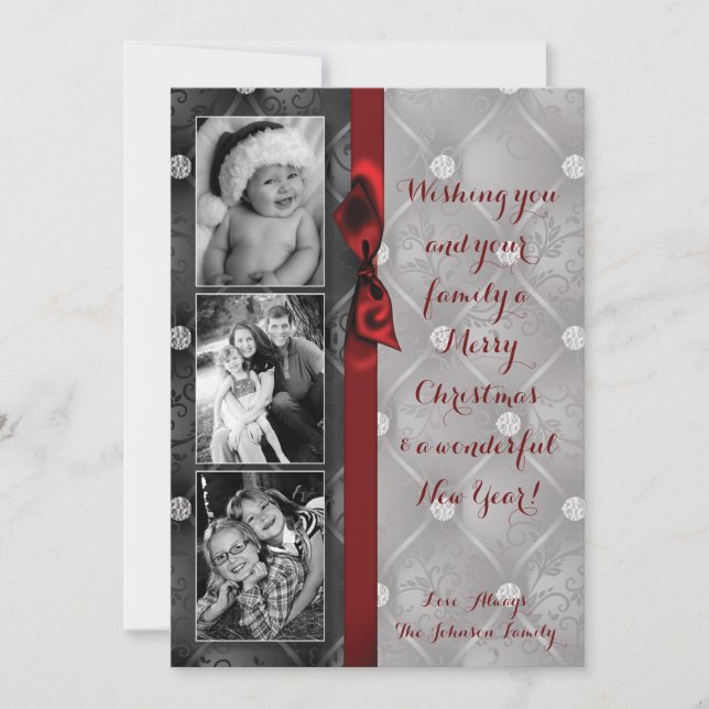 5x7 Christmas XMAS Diamond Pintuck PHOTO Card (Front)