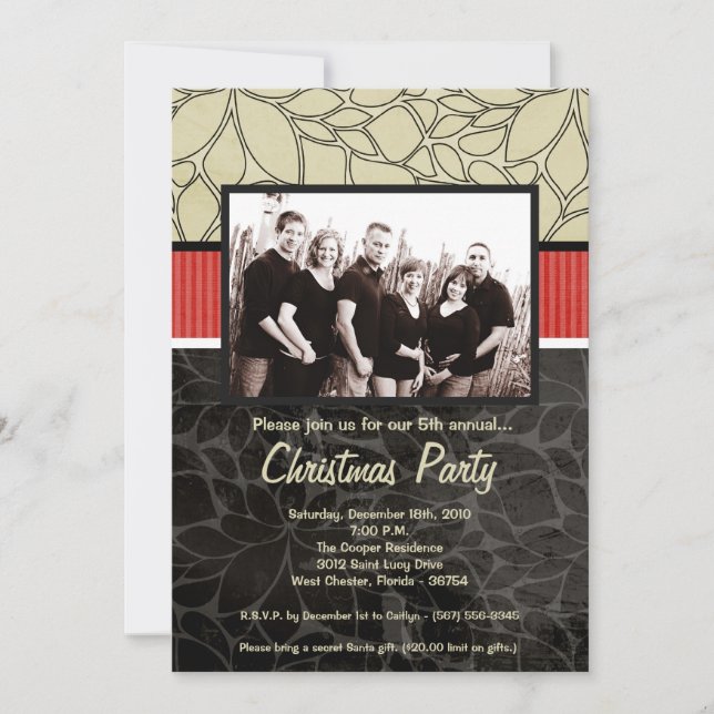 5x7 Christmas XMAS Happy Holiday PHOTO Invitation (Front)