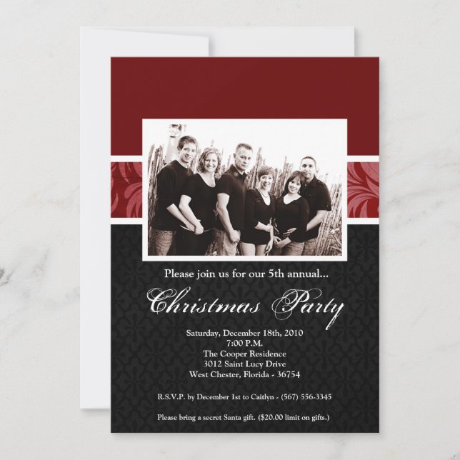 5x7 Christmas XMAS Happy Holiday PHOTO Invitation (Front)