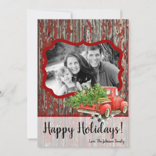 5x7 Christmas XMAS Red Christmas Truck PHOTO Card