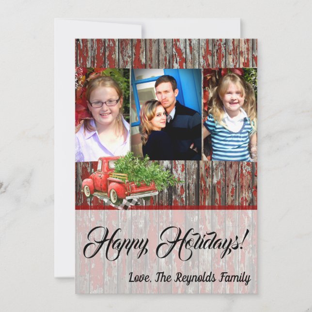 5x7 Christmas XMAS Red Christmas Truck PHOTO Card (Front)