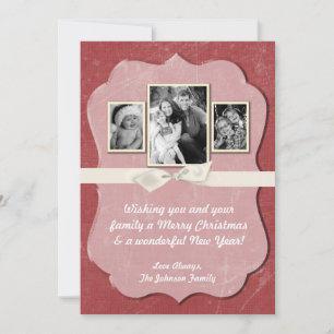 5x7 Christmas XMAS Red Grunge Disstress PHOTO Card