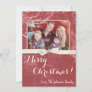 5x7 Christmas XMAS Red Grunge Disstress PHOTO Card