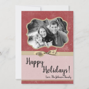 5x7 Christmas XMAS Red Grunge Disstress PHOTO Card