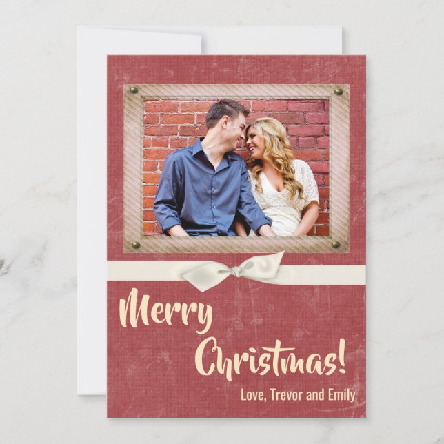 5x7 Christmas XMAS Red Grunge Disstress PHOTO Card (Front)