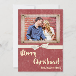 5x7 Christmas XMAS Red Grunge Disstress PHOTO Card