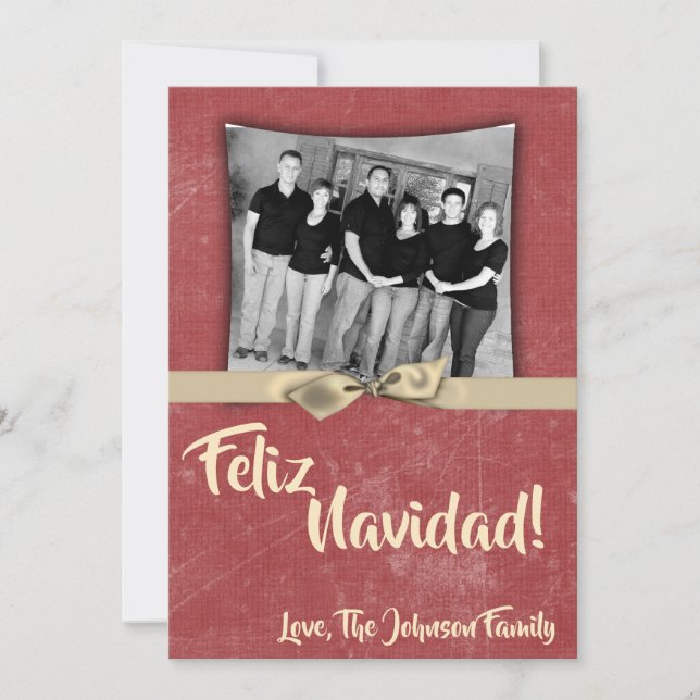 5x7 Christmas XMAS Red Grunge Disstress PHOTO Card (Front)