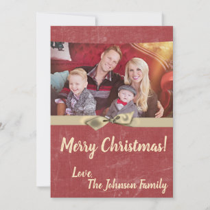 5x7 Christmas XMAS Red Grunge Disstress PHOTO Card