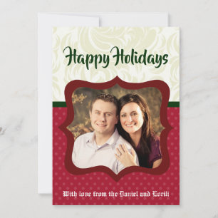 5x7 Christmas XMAS Red Polka Dot PHOTO Card