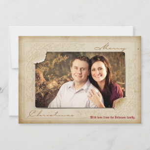 5x7 Christmas XMAS Vintage Old Paper PHOTO Card