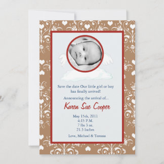 5x7 Circle PHOTO on a Cloud Birth Announcement