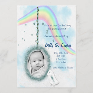 5x7 Circle with Rainbow PHOTO Birth Announcement