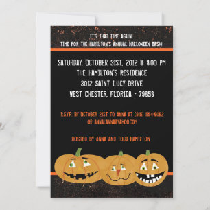 5x7 Citrouilles effrayants Invitation de fête d'Ha