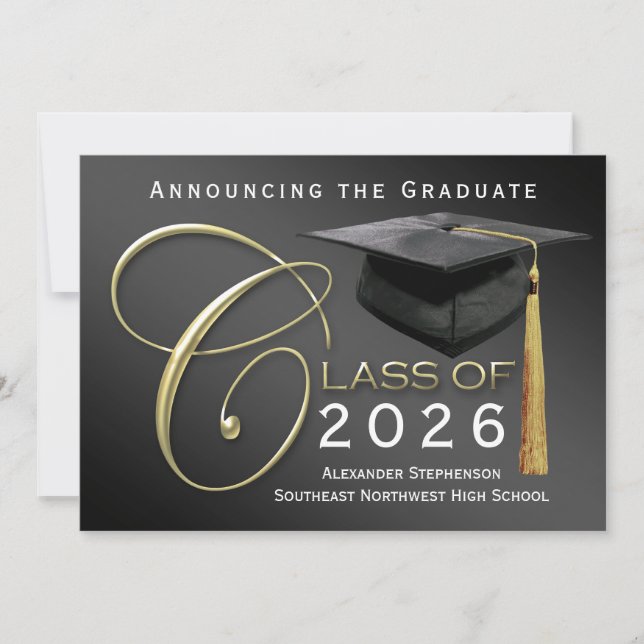 5x7 Class of 2025 Black Graduation Announcement (Front)